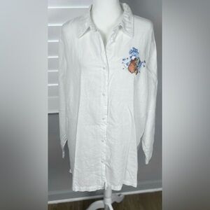 Disney Store Lady & The Tramp Embroidered White Shirt Button Up Top Woman’s XXL